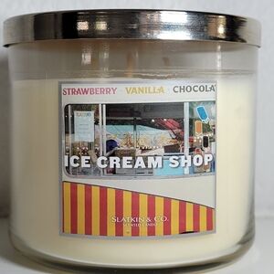 Bath & Body Works Ice Cream Shop Candle - Cream with Silver Lid 14.5oz 3-wick